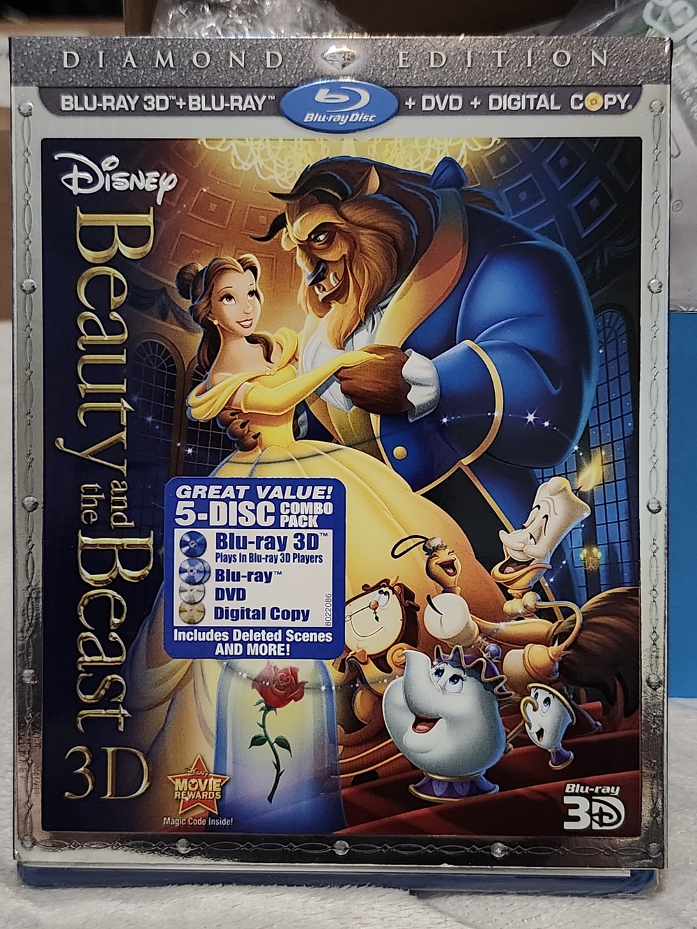 Disney Beauty and the Beast 3D Blu-ray/DVD Combo - Blue, Yellow, Gold